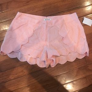 Red Camel seersucker scalloped shorts